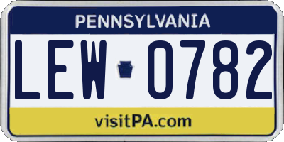 PA license plate LEW0782