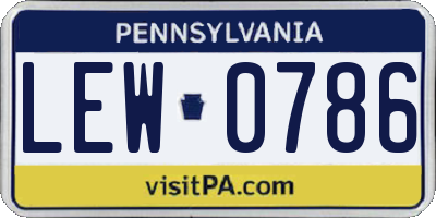 PA license plate LEW0786