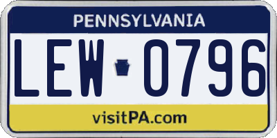 PA license plate LEW0796