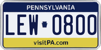 PA license plate LEW0800
