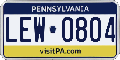 PA license plate LEW0804