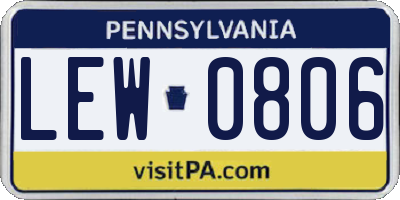 PA license plate LEW0806