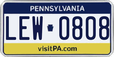 PA license plate LEW0808