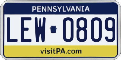 PA license plate LEW0809