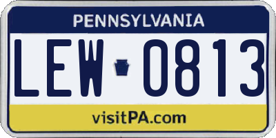 PA license plate LEW0813