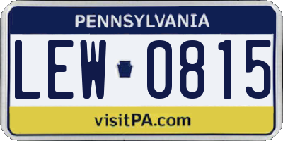 PA license plate LEW0815
