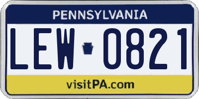 PA license plate LEW0821