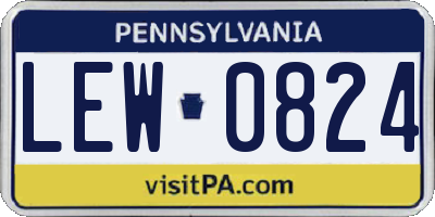 PA license plate LEW0824