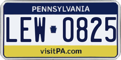 PA license plate LEW0825