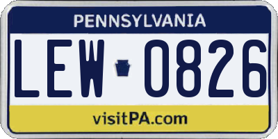 PA license plate LEW0826