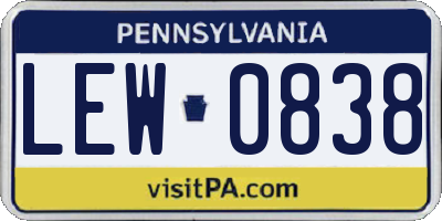 PA license plate LEW0838
