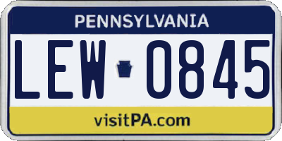 PA license plate LEW0845