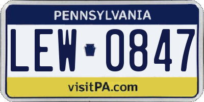 PA license plate LEW0847