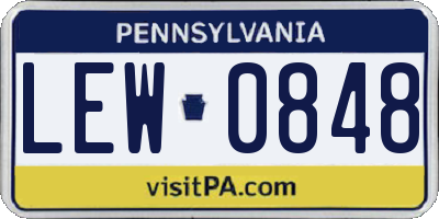 PA license plate LEW0848