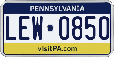 PA license plate LEW0850