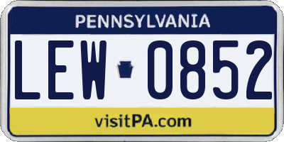 PA license plate LEW0852