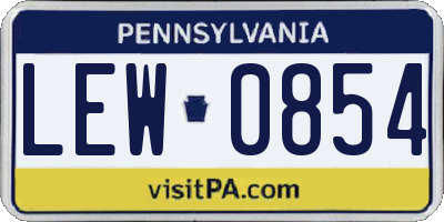 PA license plate LEW0854