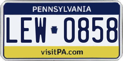 PA license plate LEW0858
