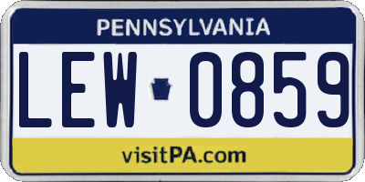 PA license plate LEW0859