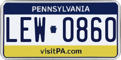 PA license plate LEW0860