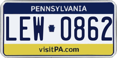 PA license plate LEW0862