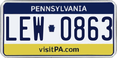 PA license plate LEW0863