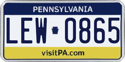 PA license plate LEW0865