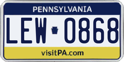 PA license plate LEW0868