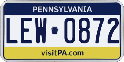 PA license plate LEW0872