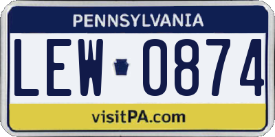 PA license plate LEW0874
