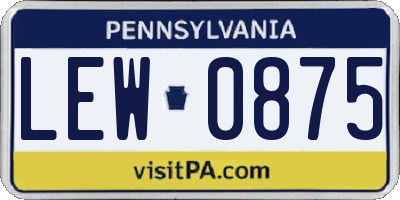 PA license plate LEW0875