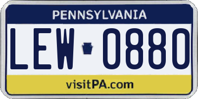 PA license plate LEW0880
