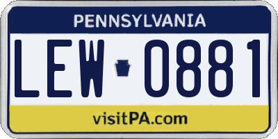 PA license plate LEW0881