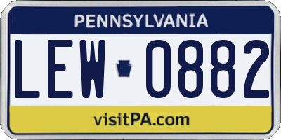 PA license plate LEW0882