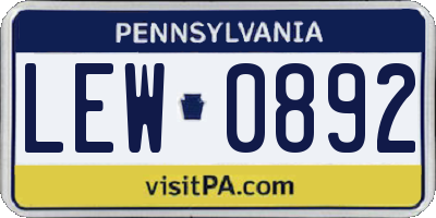 PA license plate LEW0892