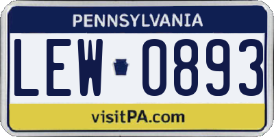 PA license plate LEW0893
