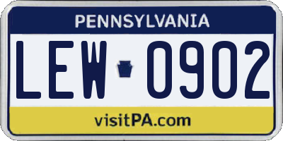 PA license plate LEW0902