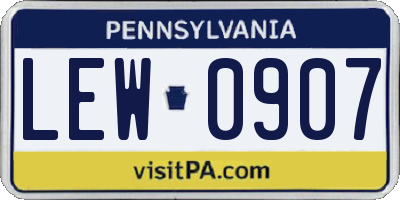 PA license plate LEW0907