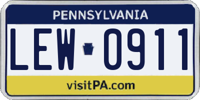 PA license plate LEW0911