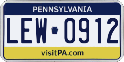 PA license plate LEW0912