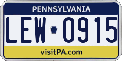 PA license plate LEW0915