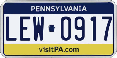 PA license plate LEW0917