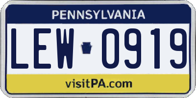 PA license plate LEW0919