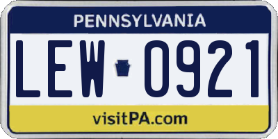 PA license plate LEW0921