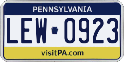 PA license plate LEW0923