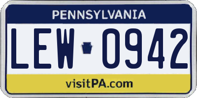 PA license plate LEW0942