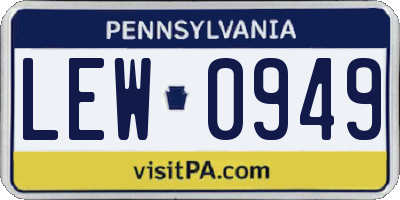 PA license plate LEW0949