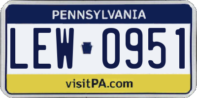 PA license plate LEW0951
