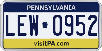 PA license plate LEW0952