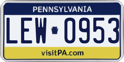 PA license plate LEW0953